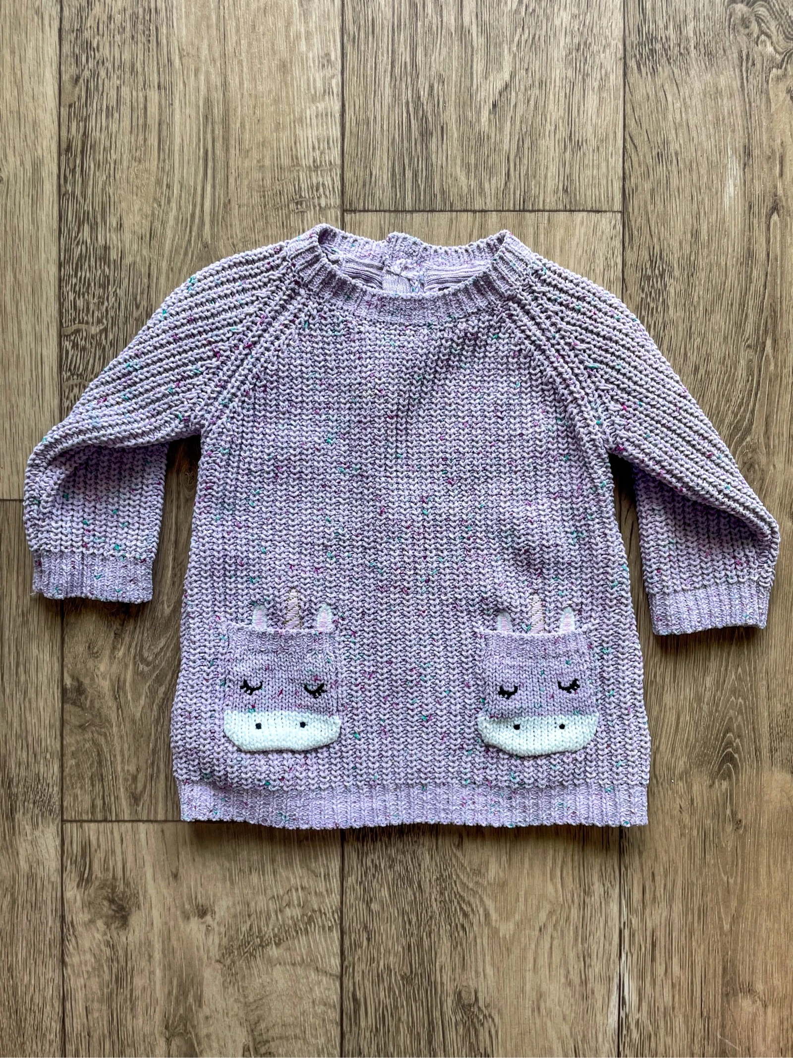 Robe pull violette licorne en maille Primark taille 3-6 mois 